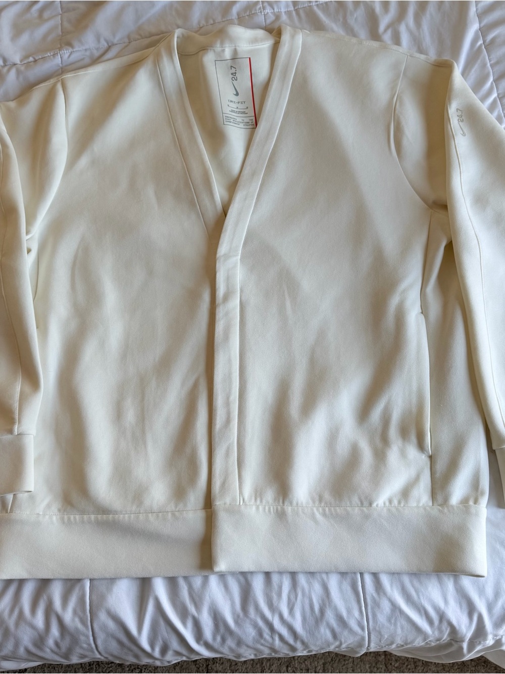 Nike Men’s Cream Impossibly Soft 24.7 Cardigan Sweater